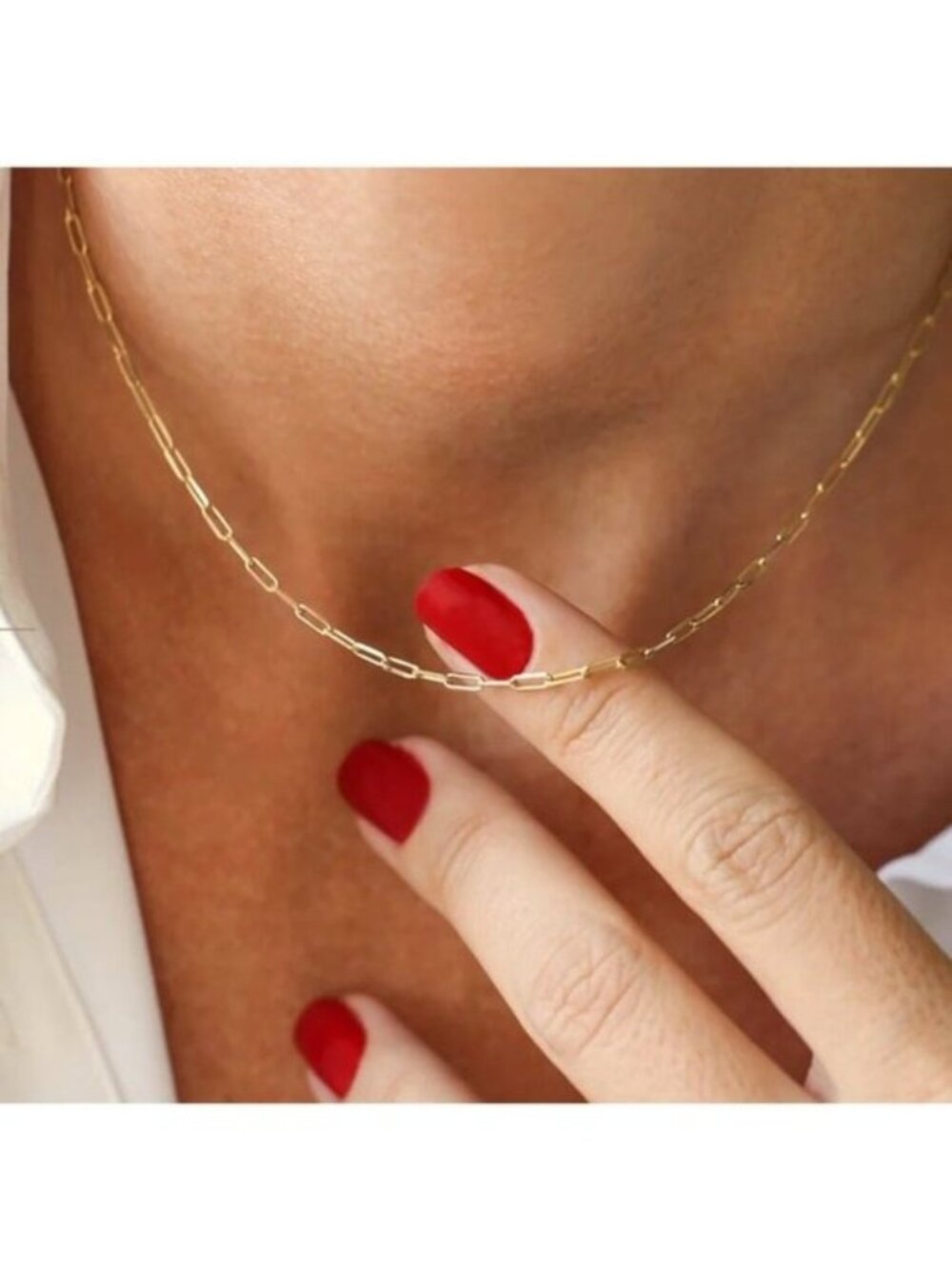 Dainty Paperclip Chain Necklace WATERPROOF Layering Necklace Delicate